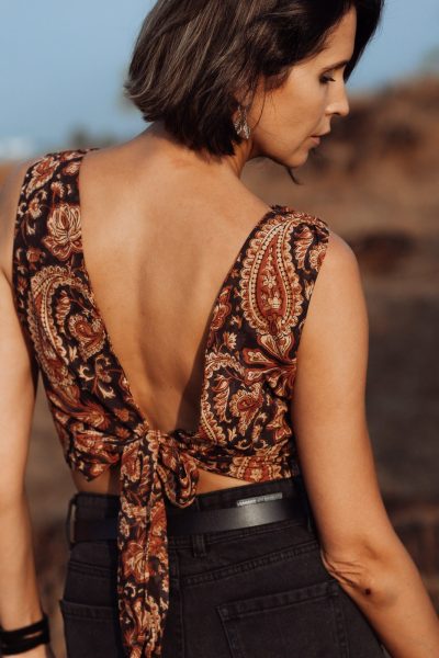 Neha Open Back Cotton Top | Hand Block Printed