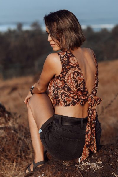 Neha Open Back Cotton Top | Hand Block Printed