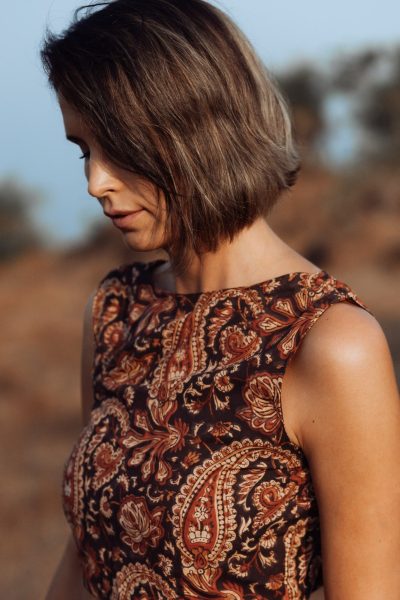 Neha Open Back Cotton Top | Hand Block Printed