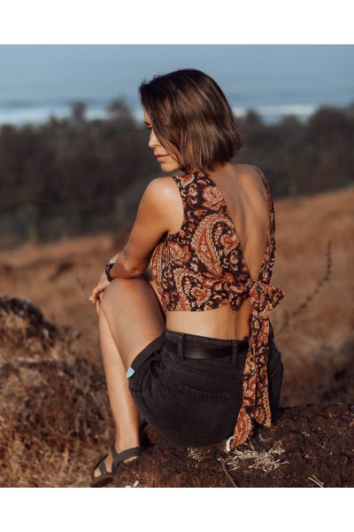 Neha Open Back Top | Clay