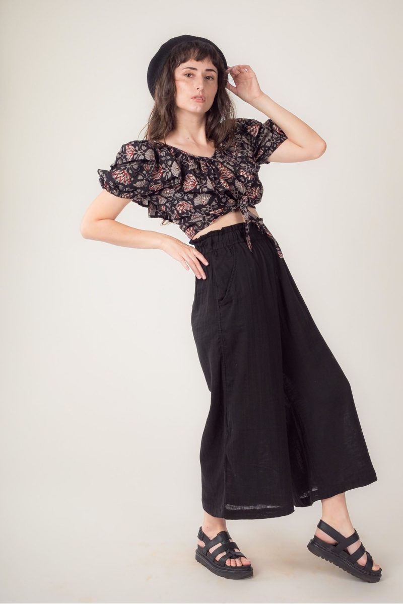 Lucia Off Shoulder Cotton Top | Hand Block Printed