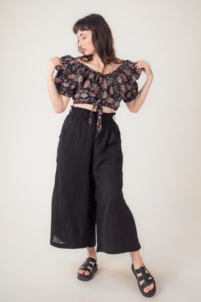 Lucia Off Shoulder Cotton Top | Hand Block Printed