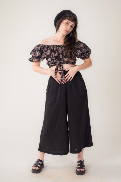 Lucia Off Shoulder Cotton Top | Hand Block Printed