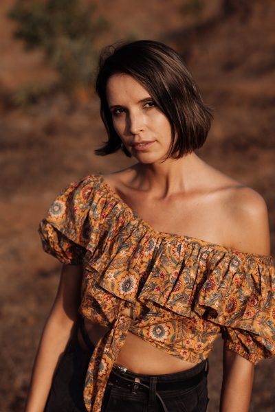 Lucia Off Shoulder Cotton Top | Hand Block Printed