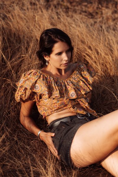Lucia Off Shoulder Cotton Top | Hand Block Printed