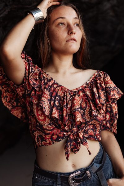 Lucia Off Shoulder Cotton Top | Hand Block Printed