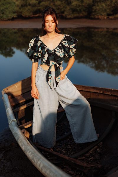 Lucia Off Shoulder Cotton Top | Hand Block Printed
